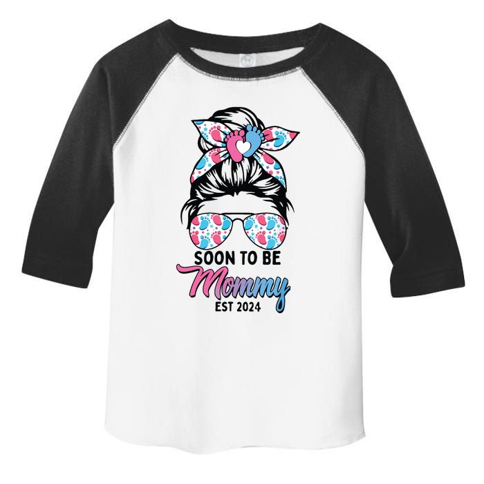 Soon To Be Mommy Est 2024 Messy Bun Pregnancy Announcement Toddler Fine Jersey T-Shirt