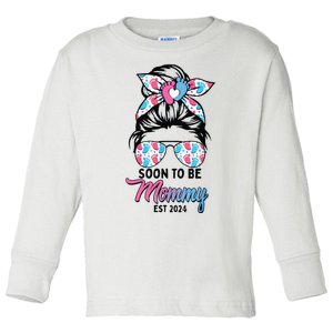 Soon To Be Mommy Est 2024 Messy Bun Pregnancy Announcement Toddler Long Sleeve Shirt