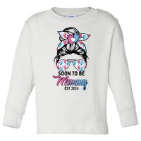 Soon To Be Mommy Est 2024 Messy Bun Pregnancy Announcement Toddler Long Sleeve Shirt