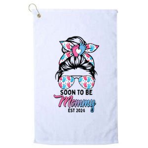 Soon To Be Mommy Est 2024 Messy Bun Pregnancy Announcement Platinum Collection Golf Towel