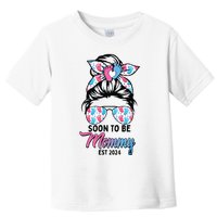 Soon To Be Mommy Est 2024 Messy Bun Pregnancy Announcement Toddler T-Shirt