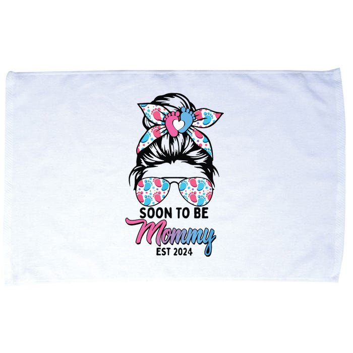 Soon To Be Mommy Est 2024 Messy Bun Pregnancy Announcement Microfiber Hand Towel