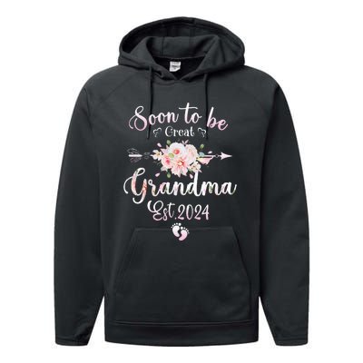 Soon To Be Great Grandma 2024 Mothers Day First Time Grandma Performance Fleece Hoodie