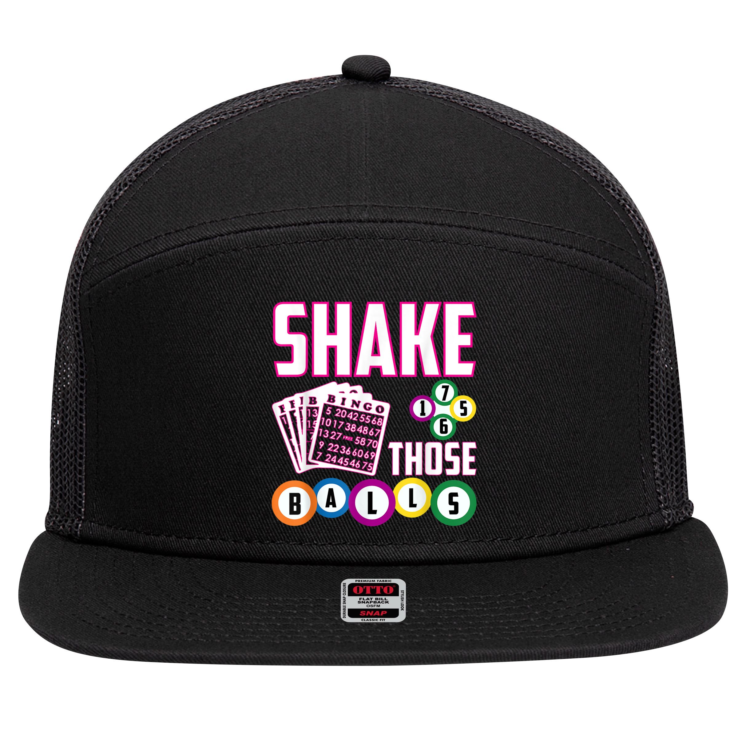 Shake Those Balls Funny Bingo 7 Panel Mesh Trucker Snapback Hat
