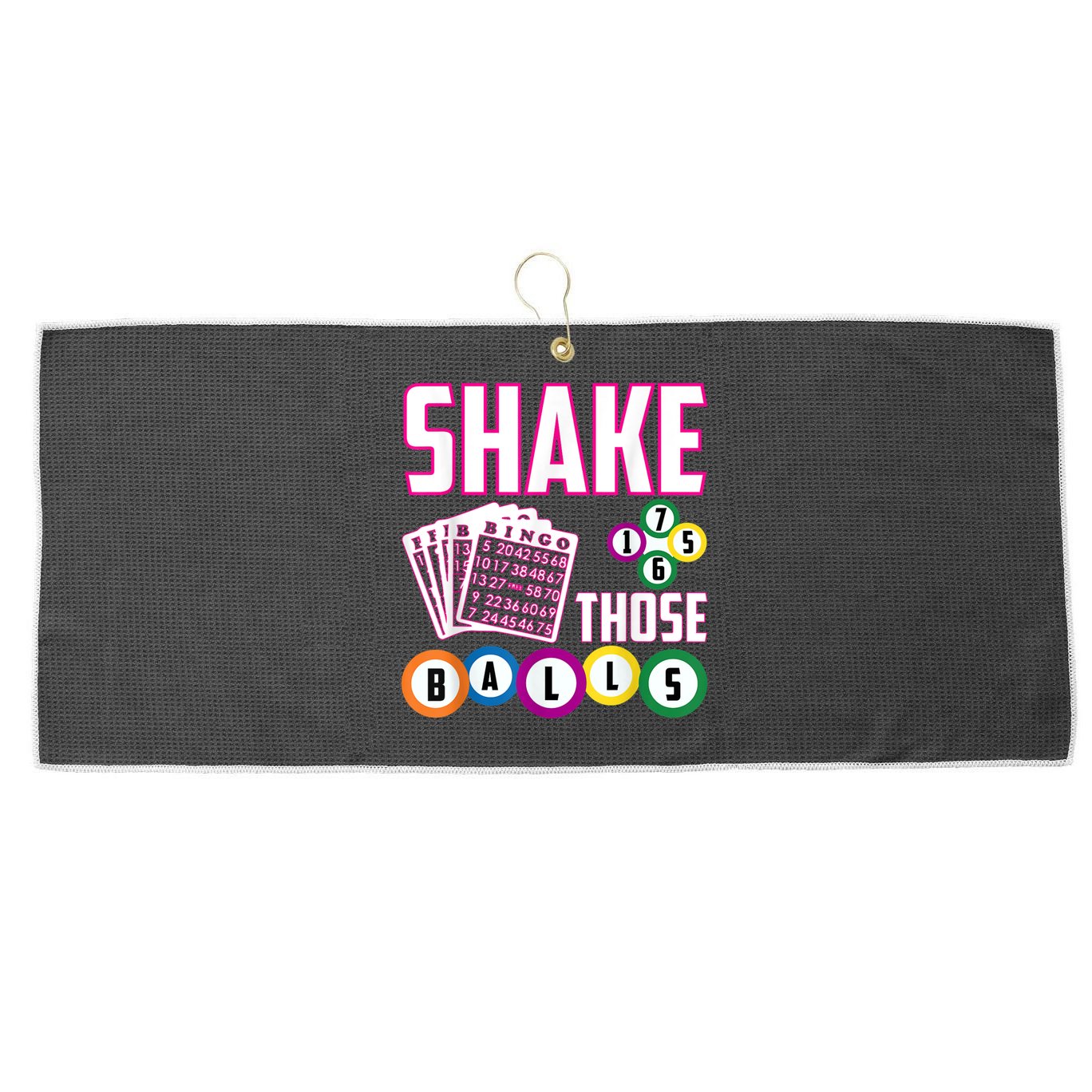 Shake Those Balls Funny Bingo Large Microfiber Waffle Golf Towel
