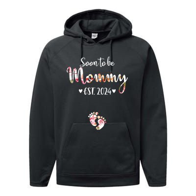 Soon To Be Mommy Est 2024 For Mom Pregnancy Announcement Performance Fleece Hoodie