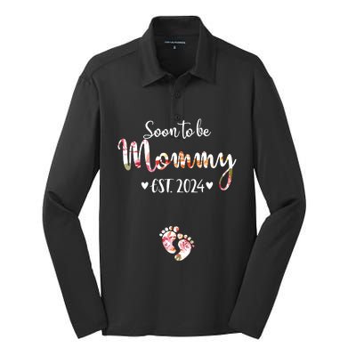 Soon To Be Mommy Est 2024 For Mom Pregnancy Announcement Silk Touch Performance Long Sleeve Polo