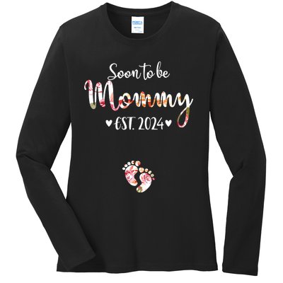 Soon To Be Mommy Est 2024 For Mom Pregnancy Announcement Ladies Long Sleeve Shirt