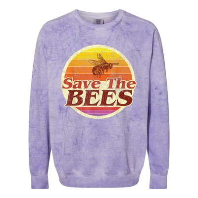 Save The Bees Funny Vintage Retro Distressed Colorblast Crewneck Sweatshirt