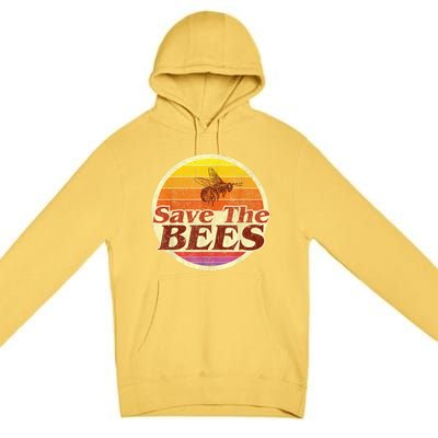 Save The Bees Funny Vintage Retro Distressed Premium Pullover Hoodie