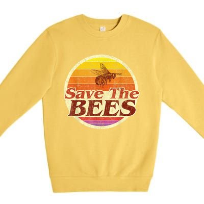 Save The Bees Funny Vintage Retro Distressed Premium Crewneck Sweatshirt