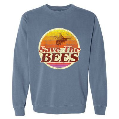 Save The Bees Funny Vintage Retro Distressed Garment-Dyed Sweatshirt