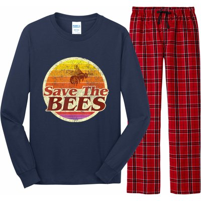 Save The Bees Funny Vintage Retro Distressed Long Sleeve Pajama Set