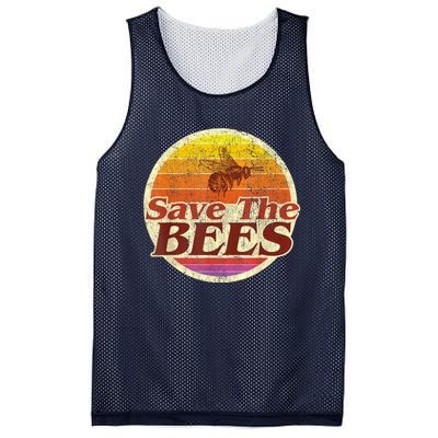 Save The Bees Funny Vintage Retro Distressed Mesh Reversible Basketball Jersey Tank