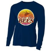 Save The Bees Funny Vintage Retro Distressed Cooling Performance Long Sleeve Crew