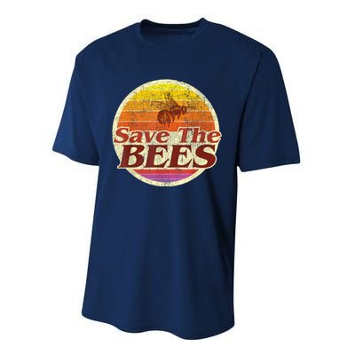 Save The Bees Funny Vintage Retro Distressed Performance Sprint T-Shirt