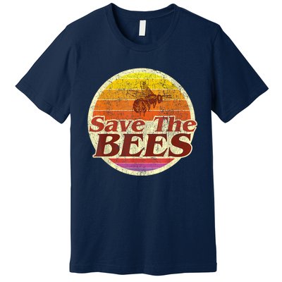 Save The Bees Funny Vintage Retro Distressed Premium T-Shirt