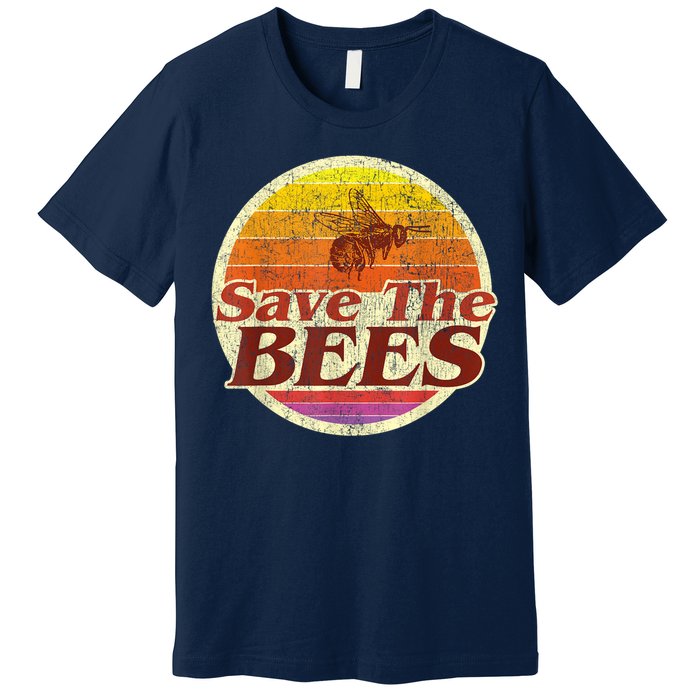 Save The Bees Funny Vintage Retro Distressed Premium T-Shirt