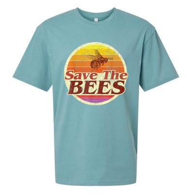 Save The Bees Funny Vintage Retro Distressed Sueded Cloud Jersey T-Shirt