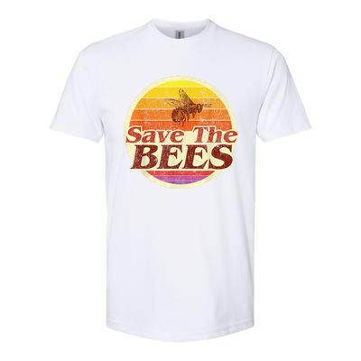 Save The Bees Funny Vintage Retro Distressed Softstyle CVC T-Shirt