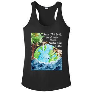 Save The Bees Environmental Protection Earth Day Climate Ladies PosiCharge Competitor Racerback Tank