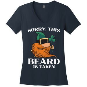 Sorry This Beard Is Taken St Patricks Day Gnome Women's V-Neck T-Shirt