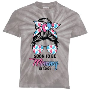 Soon To Be Mommy Est 2024 Messy Bun Pregnancy Announcement Kids Tie-Dye T-Shirt