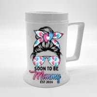 Soon To Be Mommy Est 2024 Messy Bun Pregnancy Announcement Beer Stein