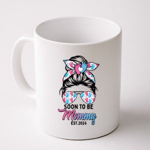 Soon To Be Mommy Est 2024 Messy Bun Pregnancy Announcement Coffee Mug