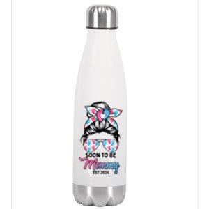 Soon To Be Mommy Est 2024 Messy Bun Pregnancy Announcement Stainless Steel Insulated Water Bottle