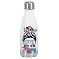 Soon To Be Mommy Est 2024 Messy Bun Pregnancy Announcement Stainless Steel Insulated Water Bottle