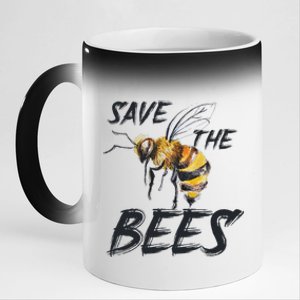 Save The Bees Mass Extinction Honey Hives Earth Day Love 11oz Black Color Changing Mug