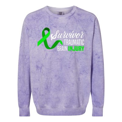 Survivor Traumatic Brain Injury Awareness TBI Survivor Colorblast Crewneck Sweatshirt