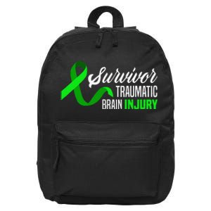 Survivor Traumatic Brain Injury Awareness TBI Survivor 16 in Basic Backpack