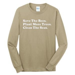 Save The Bees Plant More Trees Earth Day Gift Tall Long Sleeve T-Shirt