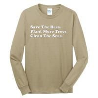 Save The Bees Plant More Trees Earth Day Gift Tall Long Sleeve T-Shirt