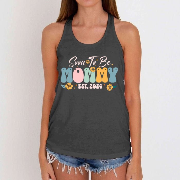 Soon To Be Mommy Est 2024 New Mom Pregnancy Announcement Women's Knotted Racerback Tank