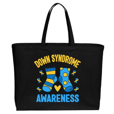 Socks T21 Blue Yellow Ribbon Down Syndrome Awareness Cotton Canvas Jumbo Tote