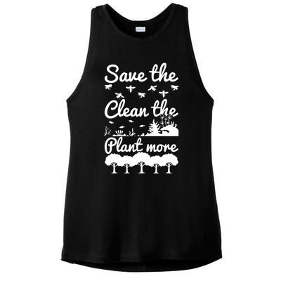 Save The Bees Clean The Seas Plant More Trees Earth Day Gift Ladies PosiCharge Tri-Blend Wicking Tank