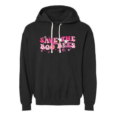 Save The Boo Bees Breast Cancer Awareness Halloween Boo Bees Garment-Dyed Fleece Hoodie