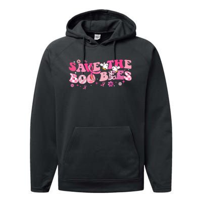 Save The Boo Bees Breast Cancer Awareness Halloween Boo Bees Performance Fleece Hoodie