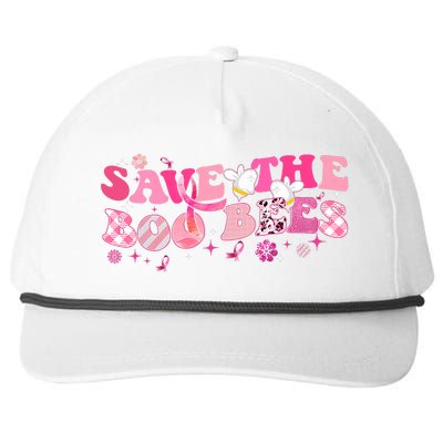 Save The Boo Bees Breast Cancer Awareness Halloween Boo Bees Snapback Five-Panel Rope Hat