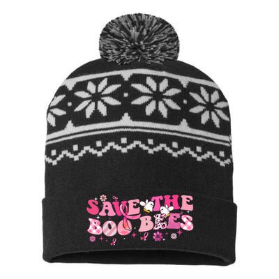 Save The Boo Bees Breast Cancer Awareness Halloween Boo Bees USA-Made Snowflake Beanie