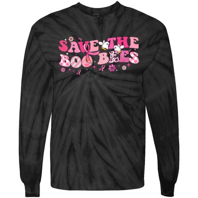 Save The Boo Bees Breast Cancer Awareness Halloween Boo Bees Tie-Dye Long Sleeve Shirt