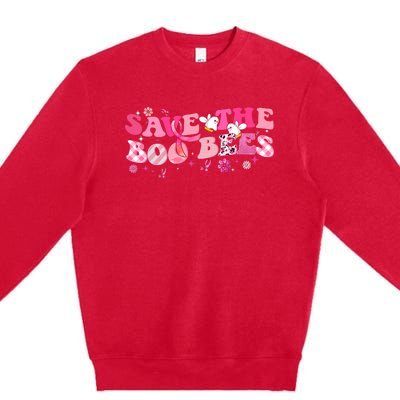 Save The Boo Bees Breast Cancer Awareness Halloween Boo Bees Premium Crewneck Sweatshirt