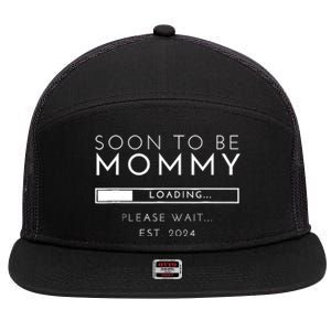 Soon To Be Mommy Est 2024 Promoted To Mom 2024 New Mama 7 Panel Mesh Trucker Snapback Hat