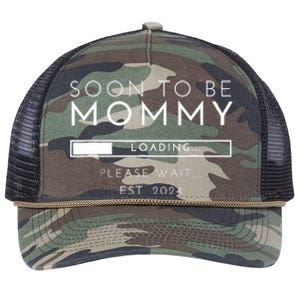 Soon To Be Mommy Est 2024 Promoted To Mom 2024 New Mama Retro Rope Trucker Hat Cap