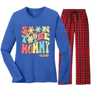 Soon To Be Mommy 2025 First Time Mom Pregnancy Mother’S Day Gift Women's Long Sleeve Flannel Pajama Set 