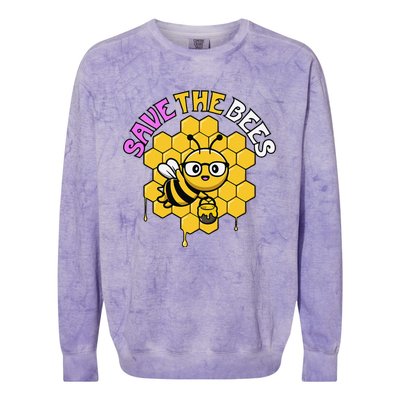 Save The Bees Earth Day Cute Environmental Climate Change Colorblast Crewneck Sweatshirt