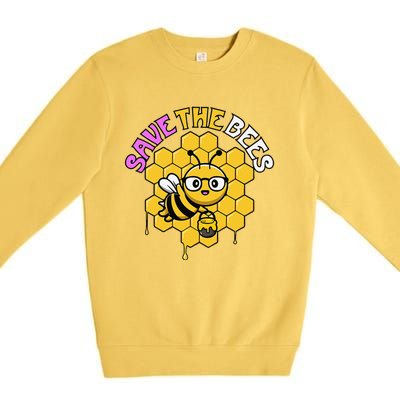 Save The Bees Earth Day Cute Environmental Climate Change Premium Crewneck Sweatshirt